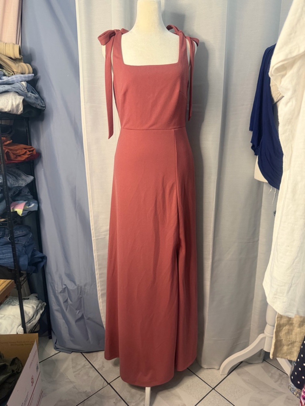 1-Birdy Grey Rosewood Tie-Shoulder Maxi Dress